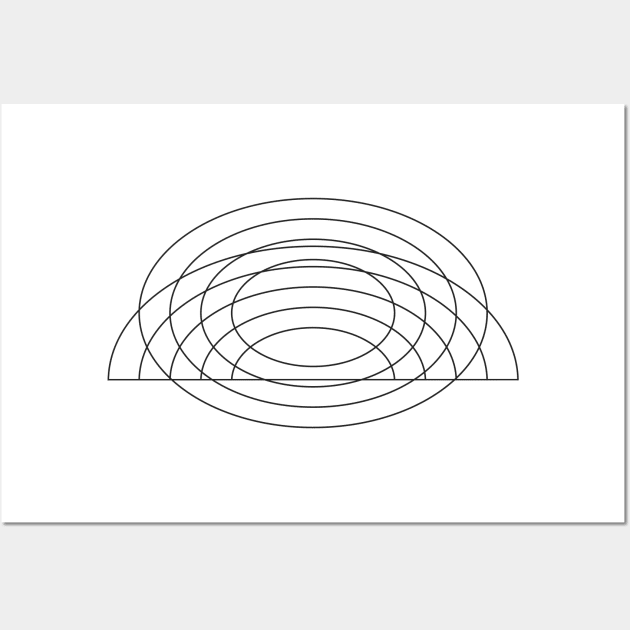 Minimal Ellipse Rainbow Line Drawing Black Wall Art by ellenhenryart